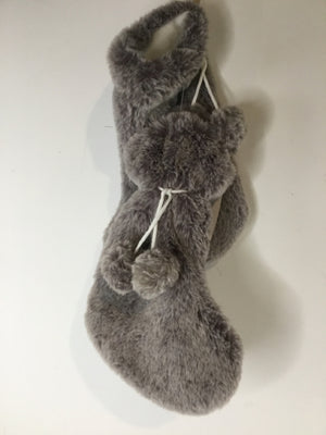 Stocking Gray Faux Fur Pair Holiday Item