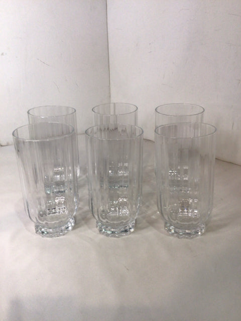 Bormiolo Set of 6 Clear Glass Ribbed Glasses