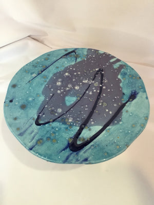 Decorative Blue Ceramic Cake Plate/Stand