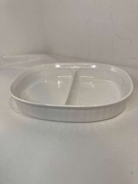 Corningware Divided White Ceramic Oval Baking Dish