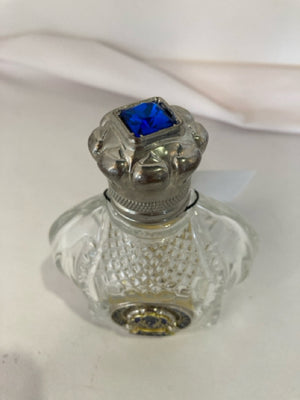 Perfume Silver/Blue Glass/Metal Empty Bottle