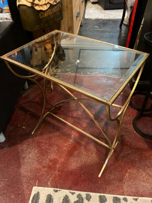 Fortin Side Metal/Glass Gold Table