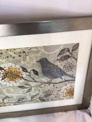 Z Gallerie Print Silver/Blue Birds Tree Framed Art