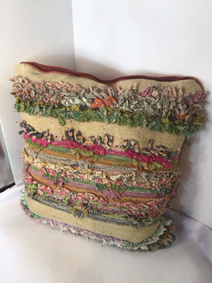 Tan/multi Rag Pillow