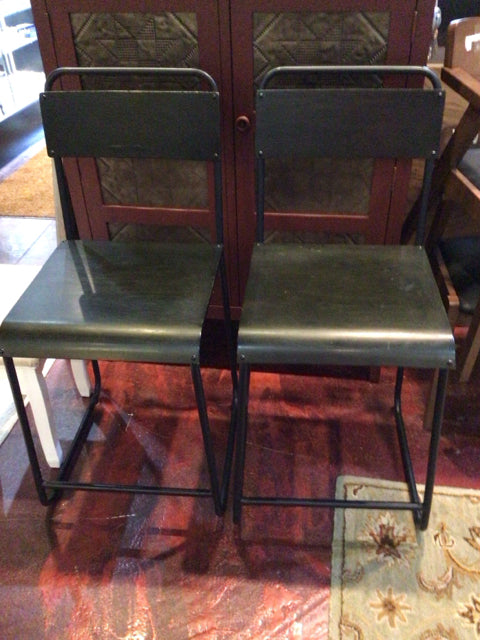 Pair Wood Black Barstool/Bar Stool
