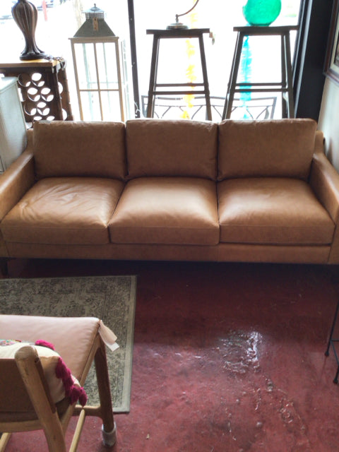 Poly & Bark Mid-Century Leather Tobacco Sofa/Couch 3A8PV2B5
