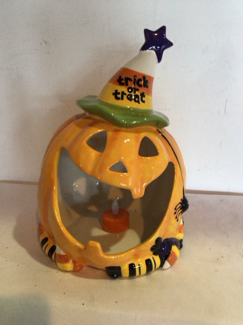 Orange Ceramic Jack o'Lantern Holiday Item