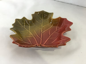 Celebrate It Fall Orange/Green Ceramic Leaf Bowl