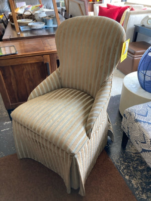 Polyester Striped Skirted Brown/Green Chair