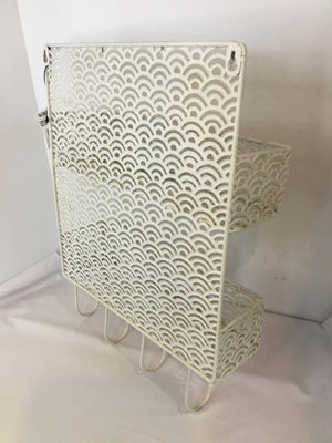 Hanging White Metal 4 Hooks Shelf