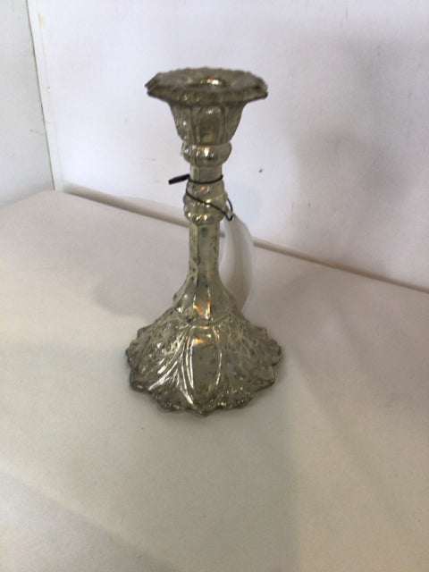 Candlestick Silver Mercury Glass Candle Holder