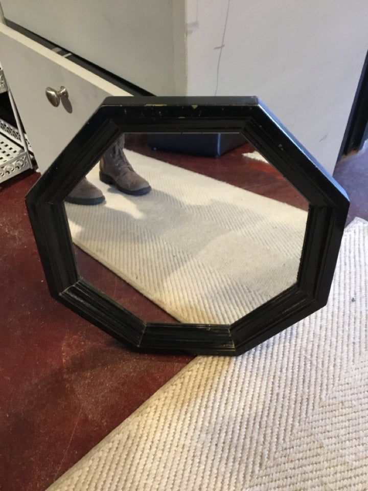 Black Wood Octagon Mirror