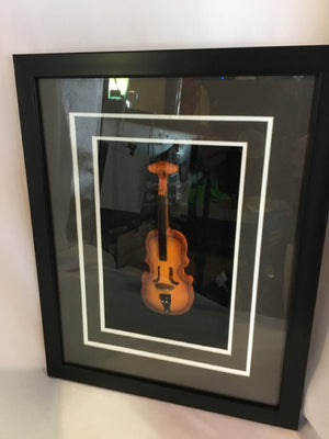 Shadow Box Black/White Violin Framed Art