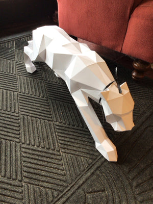 Modern White Paper Panther Figurine