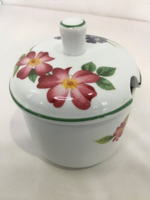 Royal Worcester Lidded White/Multi Floral Bowl