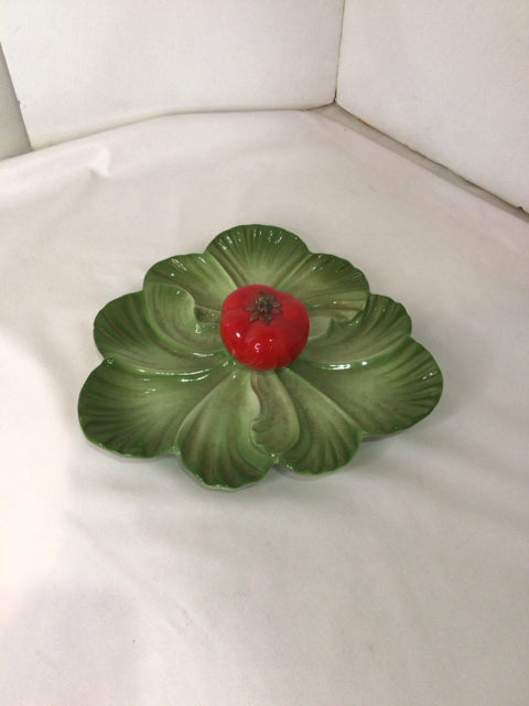 Serving Green/Red Ceramic Dish