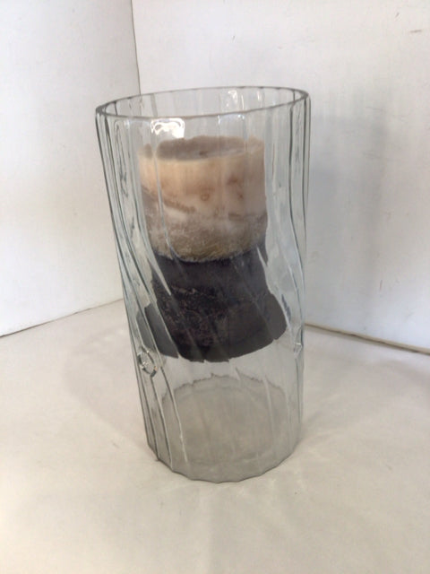 Clear Glass Cylinder w/Candle Candle Holder
