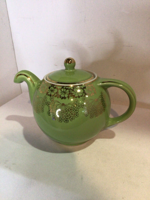 Hall Green/Gold China Teapot