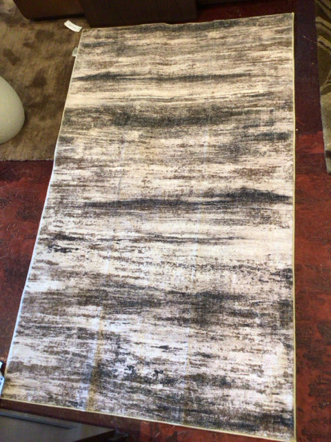 Washable Polyester Brown/Cream Rug