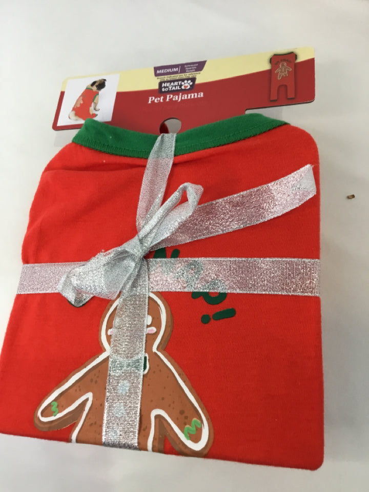 Dog Sweater Red/Green Cotton Medium Gingerbread Men Holiday Item