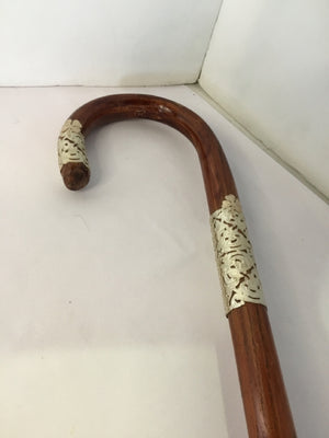 Brown Wood Silver trim Cane