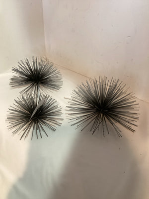 Set of 3 Silver Metal Spike Round Wall Hanging Art