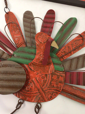 Thanksgiving Brown/Red Wood/Metal Turkey Welcome Holiday Item