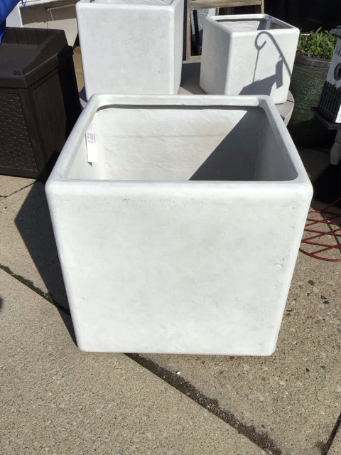 Outdoor/Outside White Composite Cube Planter