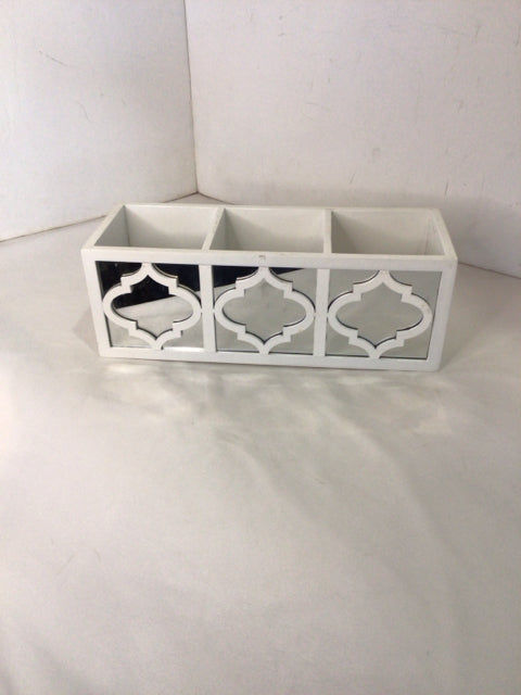 Desk Wood/Mirror White Organizer