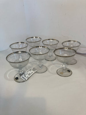 Set of 7 Clear Glass Desert Glasses