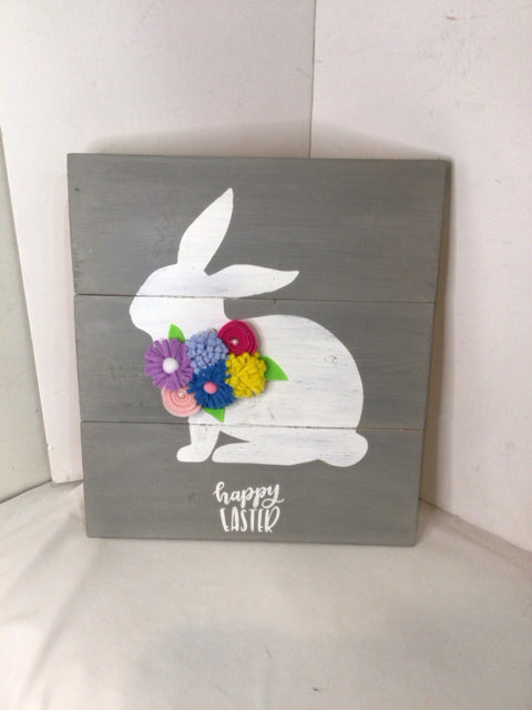 Sign Gray/White Wood Easter Rabbit Holiday Item