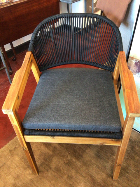 Outdoor/Outside Teak w/Cushion Black/Brown Chair