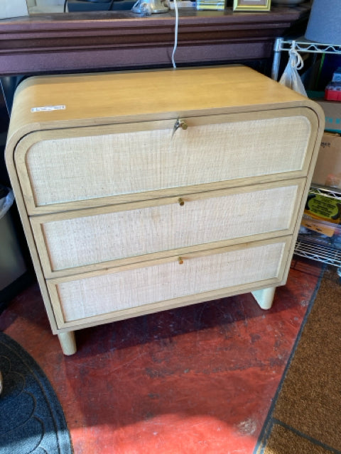 Lulu & Georgia Modern Caned 3 Drawers Light Wood Nightstand B2WRTDQ8