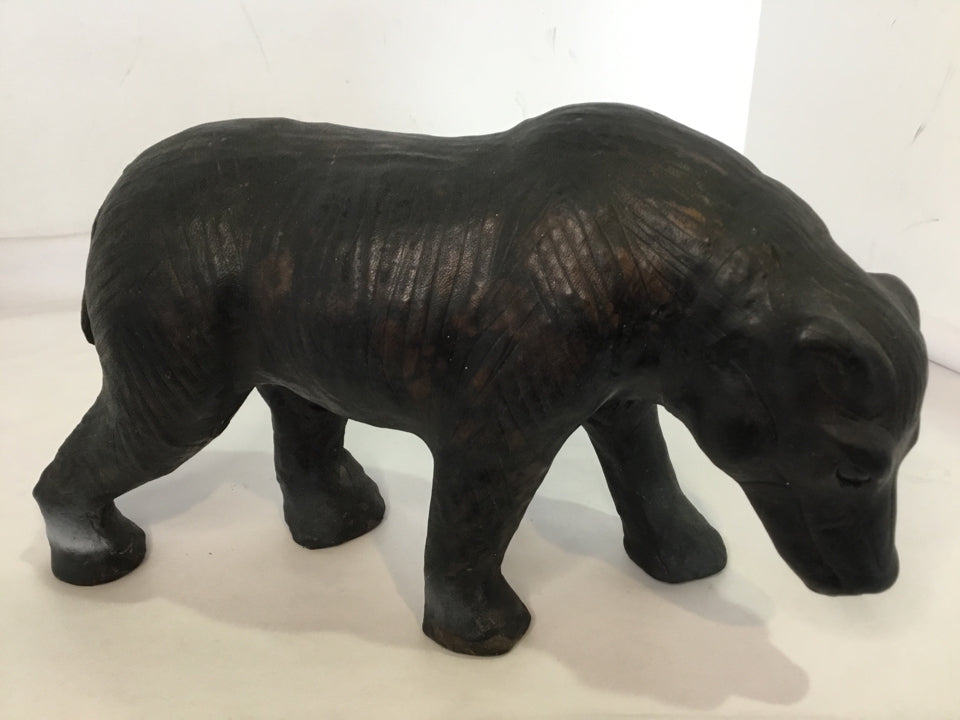 Vintage Leather Painted Bear Sculpture