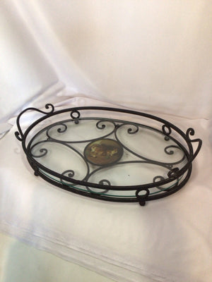 Clear/Black Glass/Metal Bunnies Tray