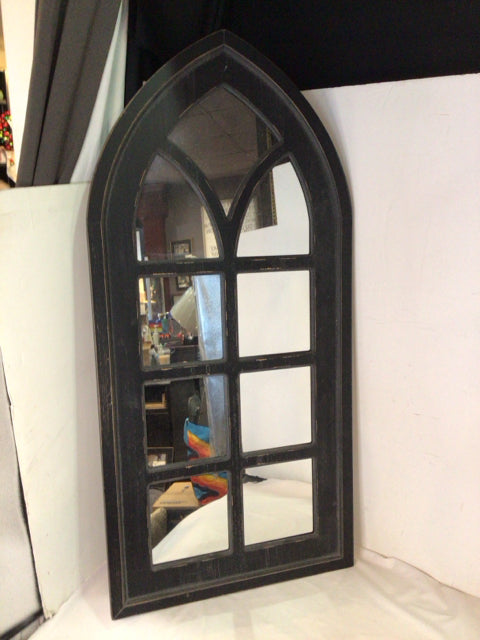 Black Wood Arched Mirror