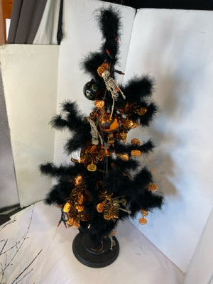 Halloween Black/Orange Feather Tree Holiday Item