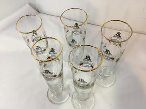 Set of 5 Clear Glass Fluted Glasses