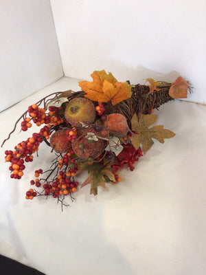 Fall Brown/Orange Wicker Cornucopia Holiday Item