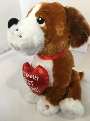 Plush Tan/White Dog Musical Holiday Item