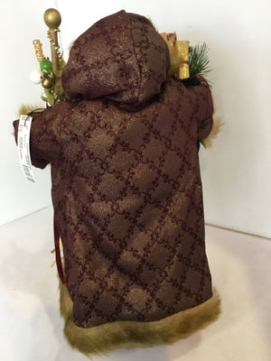 Christmas Brown/Red Faux Fur Santa Figure Holiday Item