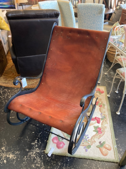Rocker Iron/Leather Rust Chair