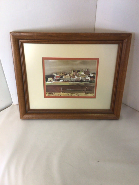 Signed City Scape Framed Art