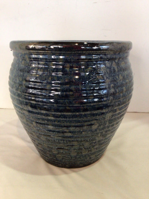 Blue Terracotta Ribbed Planter