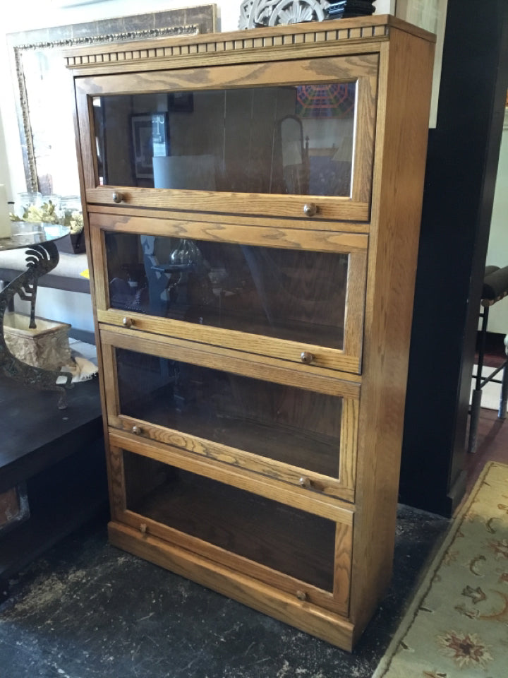 Barrister Oak Glass Front Brown Bookcase/Bookshelf