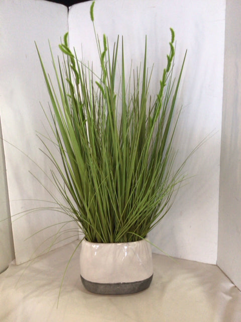 White/Green Grass Faux Plant