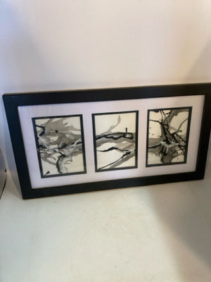 Triptych Black/White Splatter Framed Art