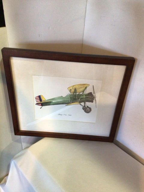 Pottery Barn Kids White/Gray Airplane Framed Art