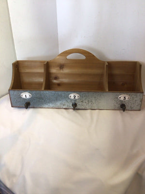 Wood Divided Hook Shelf