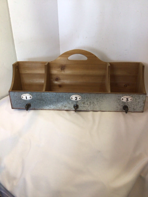 Wood Divided Hook Shelf